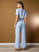 Vendedor IndicadoConjunto feminino de alfaiataria blusa manga curta com calça reta ótimo para usar no trabalho dia a dia casual premium acabamento pespontado