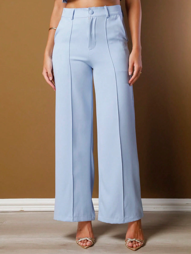 Vendedor IndicadoConjunto feminino de alfaiataria blusa manga curta com calça reta ótimo para usar no trabalho dia a dia casual premium acabamento pespontado