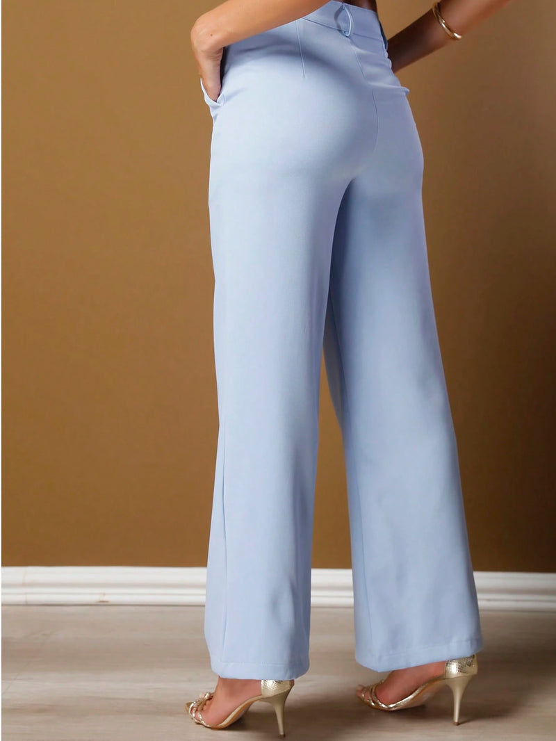 Vendedor IndicadoConjunto feminino de alfaiataria blusa manga curta com calça reta ótimo para usar no trabalho dia a dia casual premium acabamento pespontado