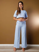 Vendedor IndicadoConjunto feminino de alfaiataria blusa manga curta com calça reta ótimo para usar no trabalho dia a dia casual premium acabamento pespontado