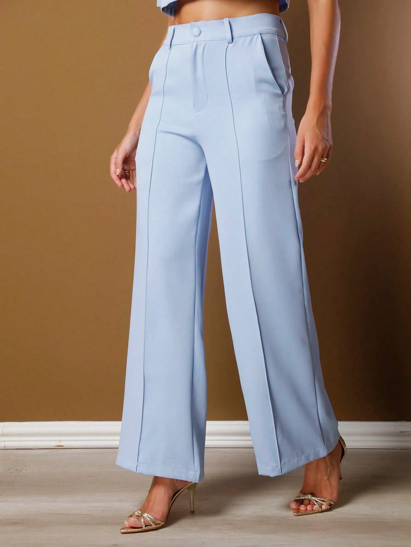 Vendedor IndicadoConjunto feminino de alfaiataria blusa manga curta com calça reta ótimo para usar no trabalho dia a dia casual premium acabamento pespontado