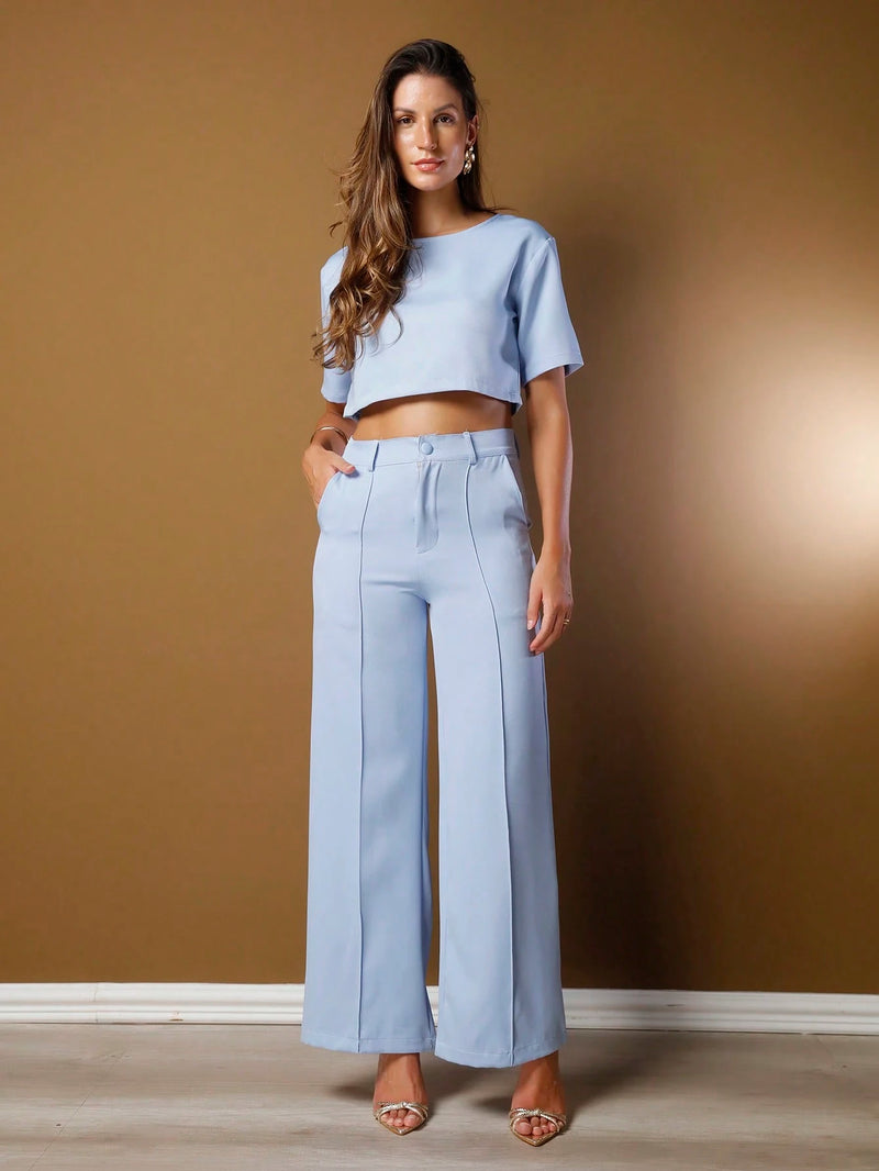 Conjunto Blusa Manga Curta e Calça Reta – ALICE
