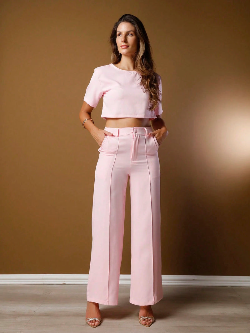 Conjunto Blusa Manga Curta e Calça Reta – ALICE
