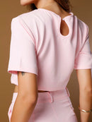 Vendedor IndicadoConjunto feminino de alfaiataria blusa manga curta com calça reta ótimo para usar no trabalho dia a dia casual premium acabamento pespontado