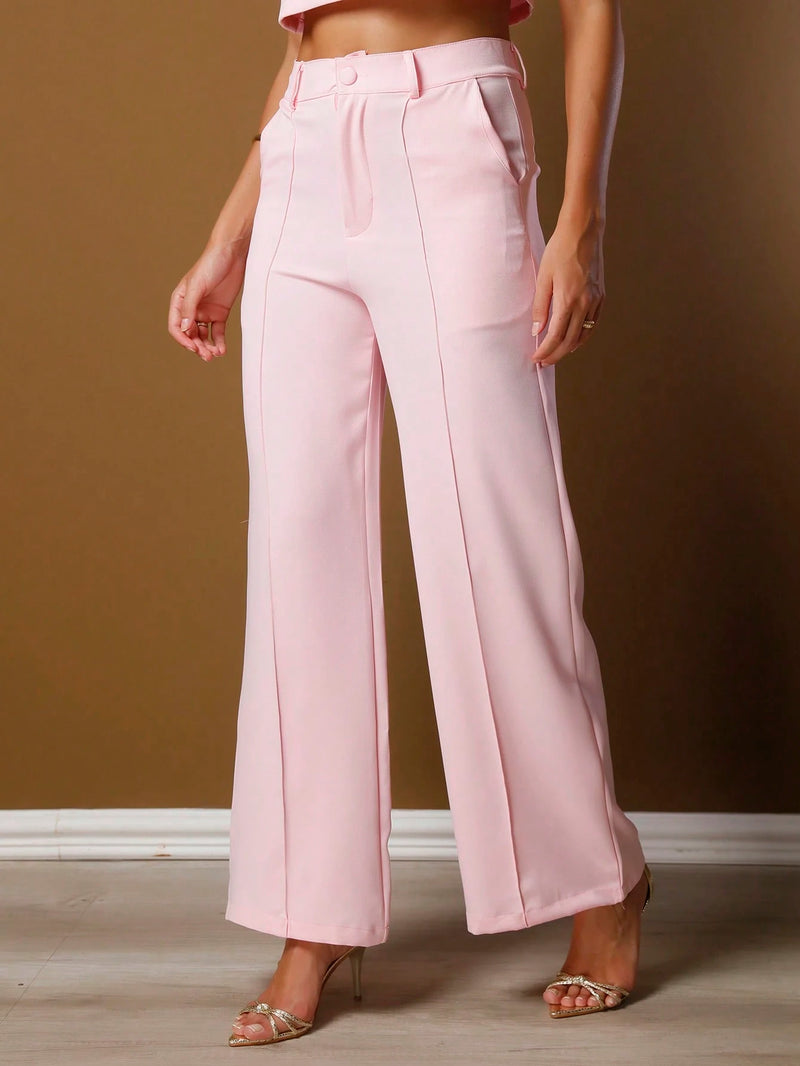Vendedor IndicadoConjunto feminino de alfaiataria blusa manga curta com calça reta ótimo para usar no trabalho dia a dia casual premium acabamento pespontado