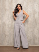 Conjunto Colete e Calça Listrado Cinza – VALENTINA