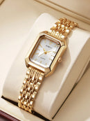 1 Peça Relógio de Pulso Feminino Elegante, Pulseira de Aço Inoxidável, Mostrador Quadrado, Clássico de Luxo a Quartzo, (Sem Caixa de Relógio)