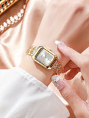 1 Peça Relógio de Pulso Feminino Elegante, Pulseira de Aço Inoxidável, Mostrador Quadrado, Clássico de Luxo a Quartzo, (Sem Caixa de Relógio)