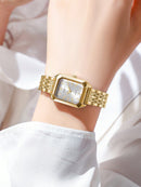 1 Peça Relógio de Pulso Feminino Elegante, Pulseira de Aço Inoxidável, Mostrador Quadrado, Clássico de Luxo a Quartzo, (Sem Caixa de Relógio)