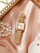1 Peça Relógio de Pulso Feminino Elegante, Pulseira de Aço Inoxidável, Mostrador Quadrado, Clássico de Luxo a Quartzo, (Sem Caixa de Relógio)