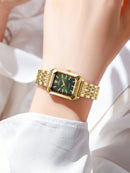 1 Peça Relógio de Pulso Feminino Elegante, Pulseira de Aço Inoxidável, Mostrador Quadrado, Clássico de Luxo a Quartzo, (Sem Caixa de Relógio)