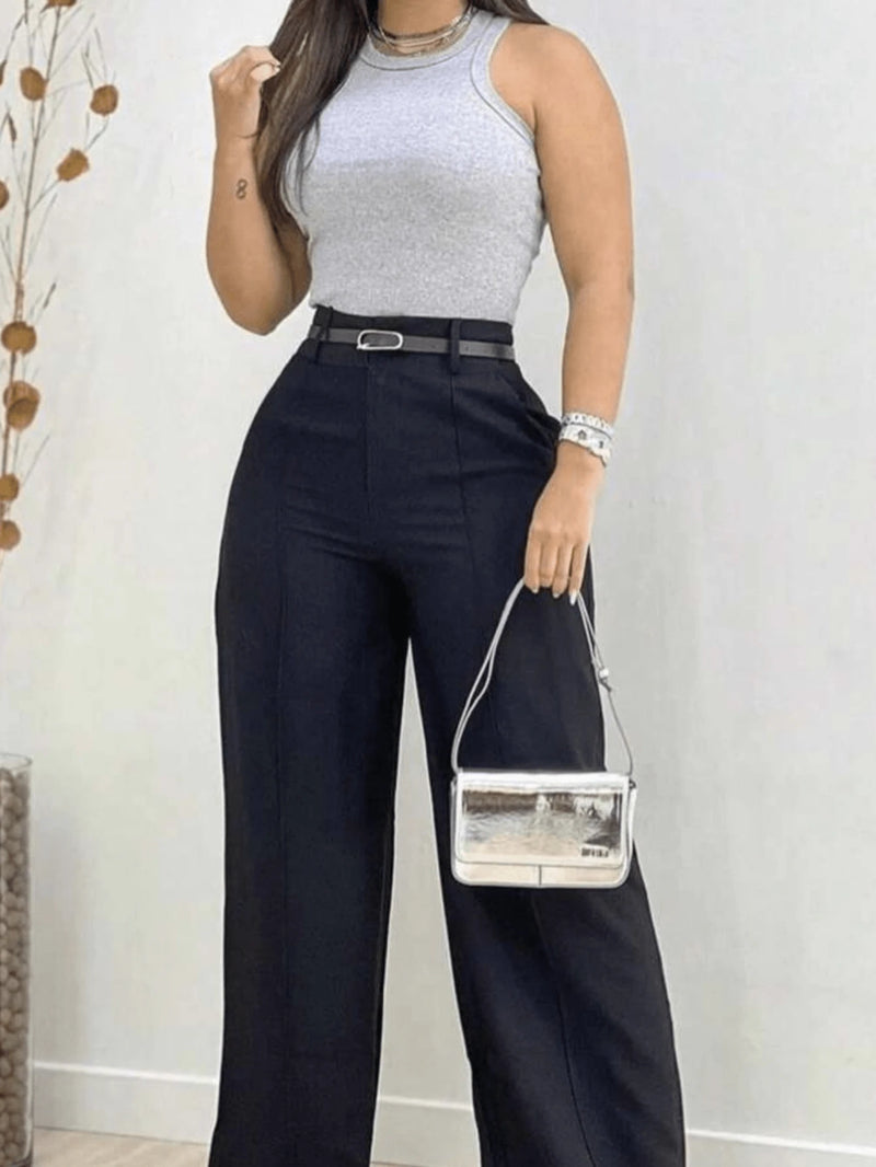 Calça Pantalona Preto com Cinto – SOPHIA