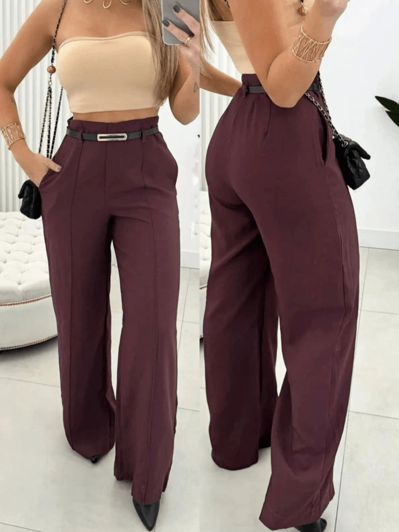 Calça Pantalona Preto com Cinto – SOPHIA