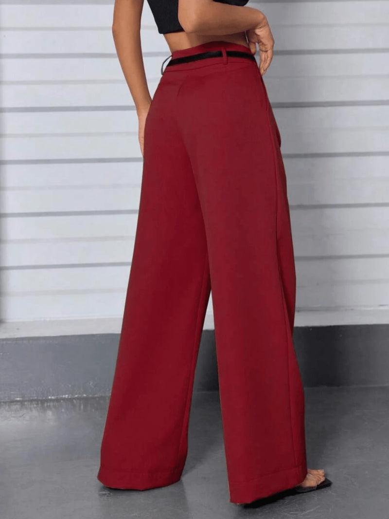 Calça Pantalona Alfaiataria Com Cinto Tendencia Outono Primavera 2025