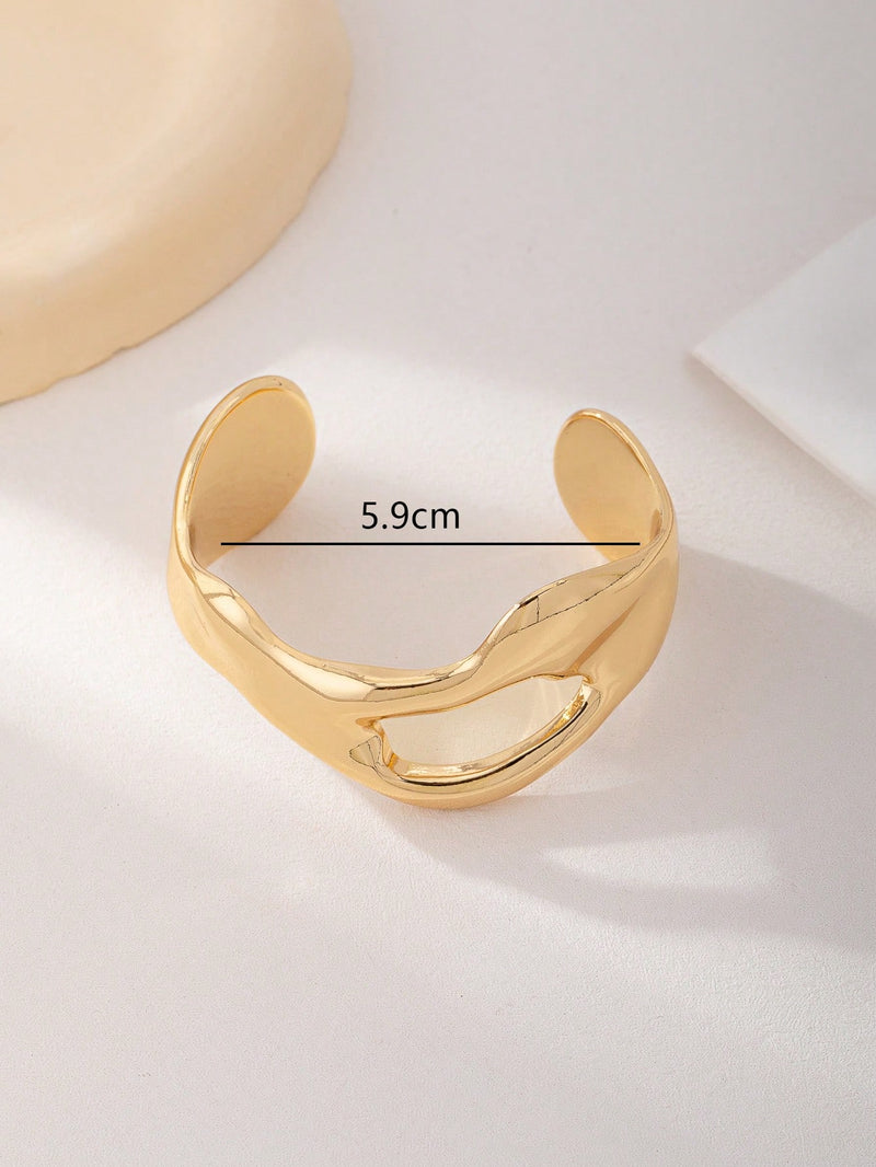 1 peça Bracelete Geométrico Assimétrico Vazado Fashion na Cor Dourada, Adequado para Férias, Praia, Festa Formal e Acessório Diário de Roupa