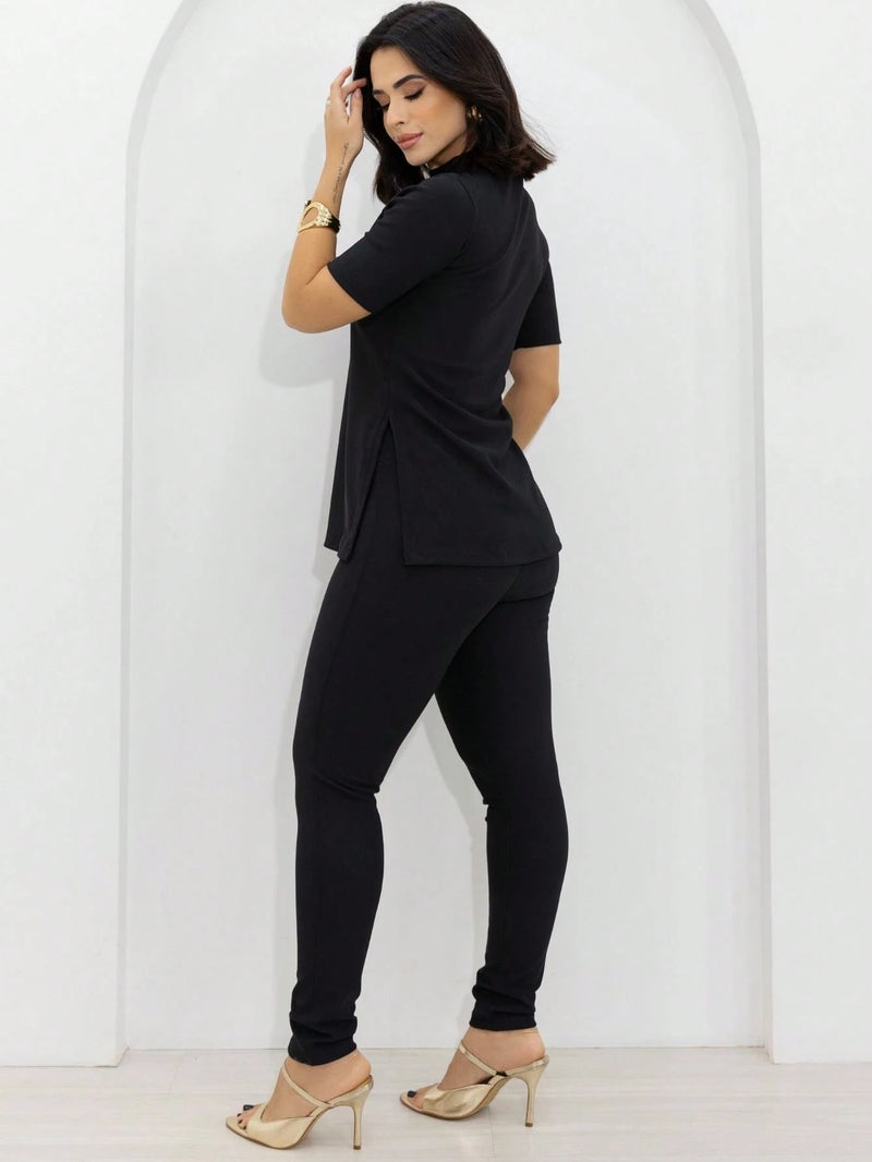 Conjunto Feminina Montaria Beatrice Calça Legging Blusa Gola Alta Premium