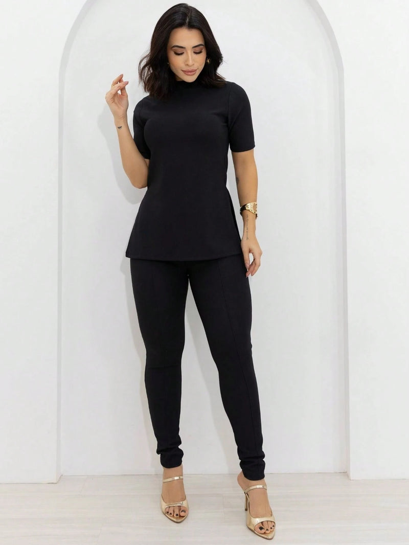 Conjunto Feminina Montaria Beatrice Calça Legging Blusa Gola Alta Premium