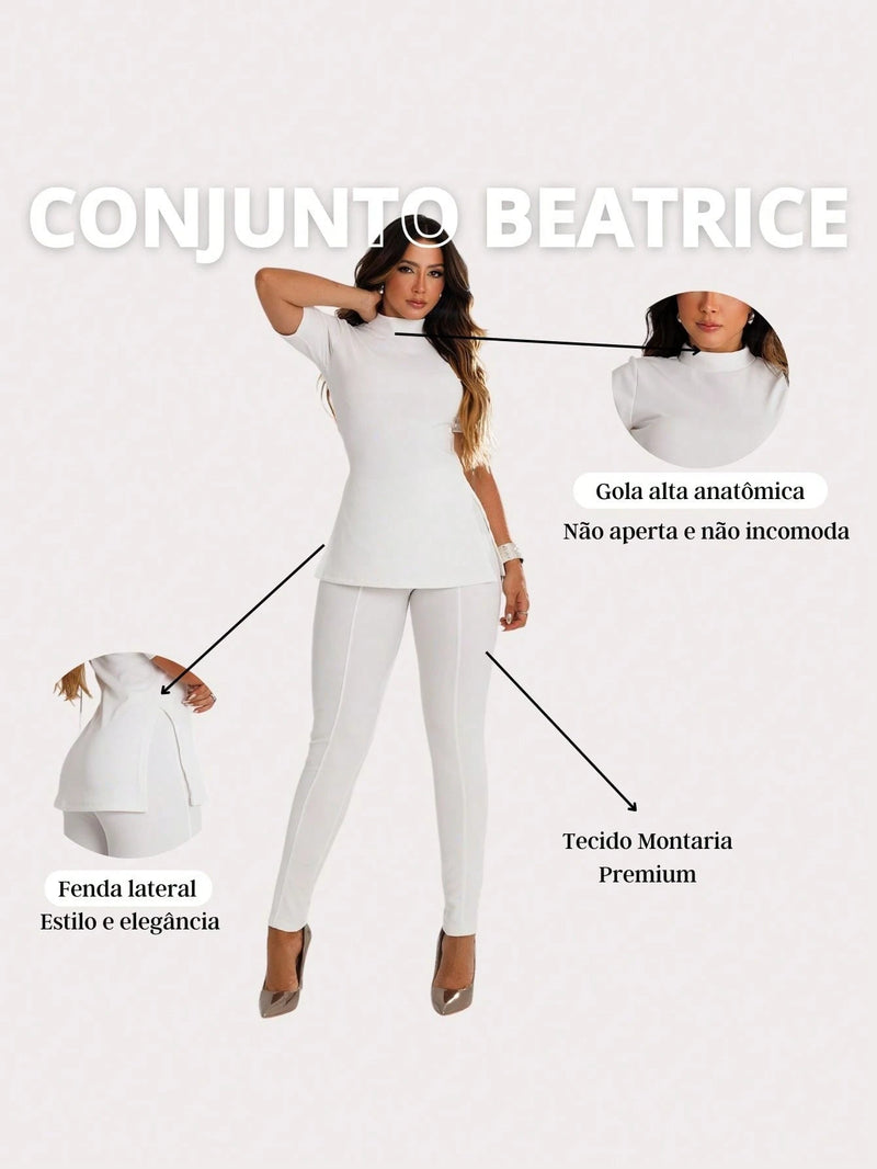 Conjunto Feminina Montaria Beatrice Calça Legging Blusa Gola Alta Premium