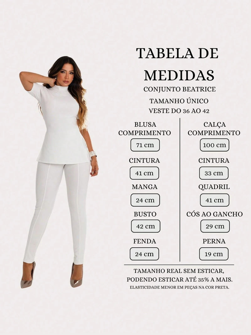 Conjunto Feminina Montaria Beatrice Calça Legging Blusa Gola Alta Premium