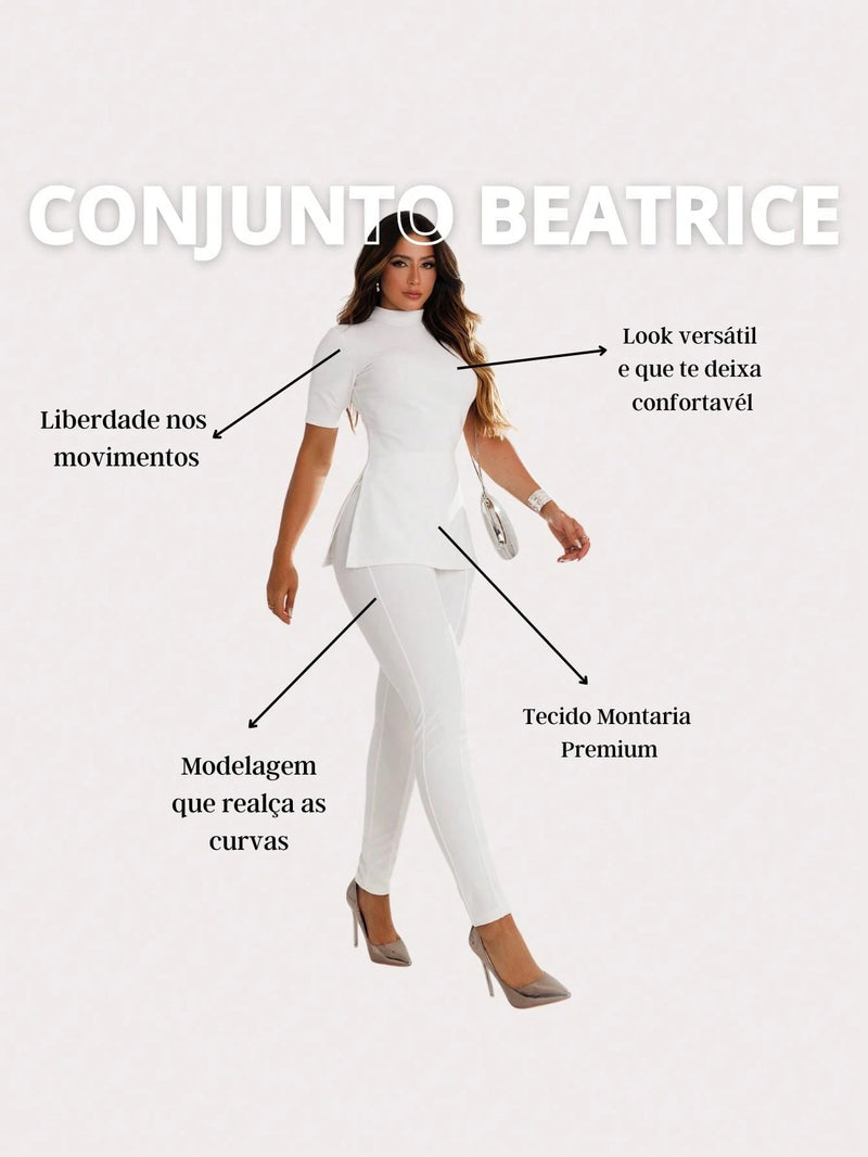 Conjunto Feminina Montaria Beatrice Calça Legging Blusa Gola Alta Premium