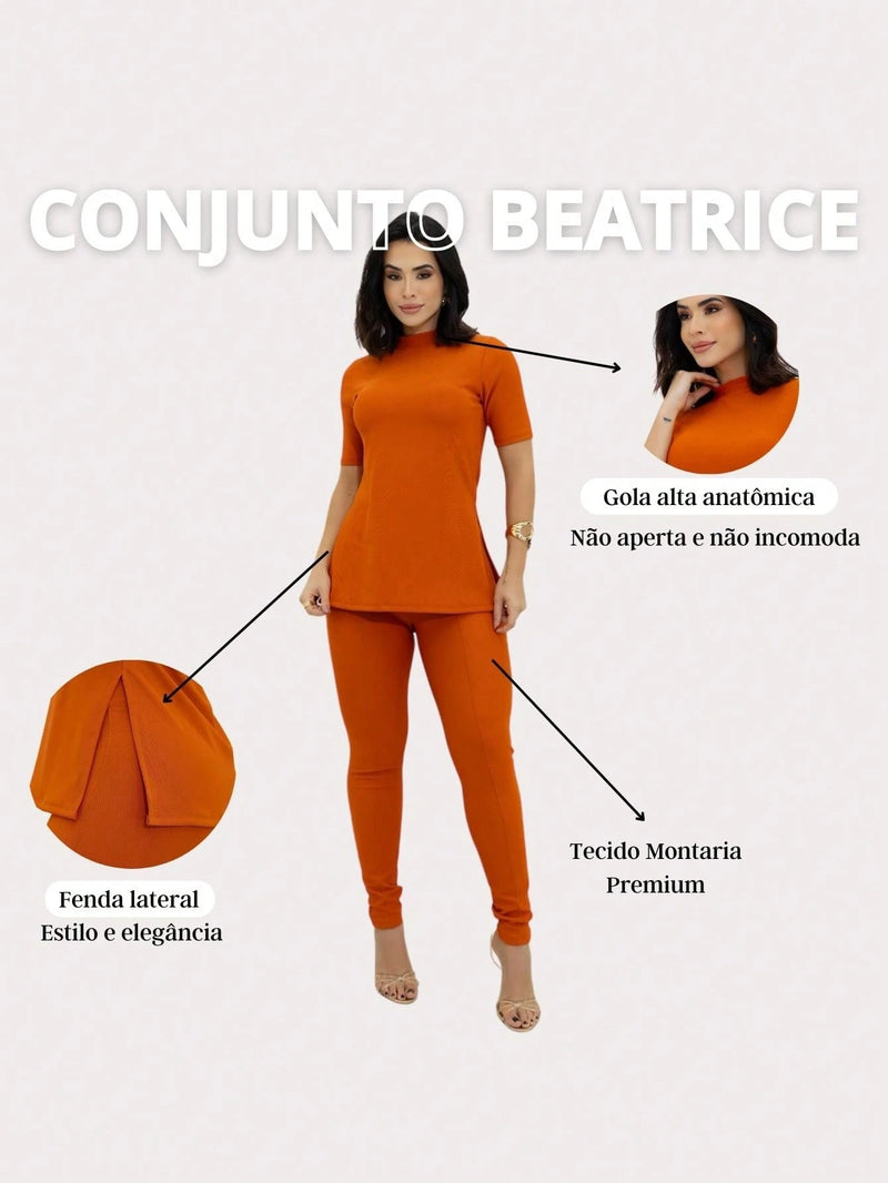Conjunto Feminina Montaria Beatrice Calça Legging Blusa Gola Alta Premium