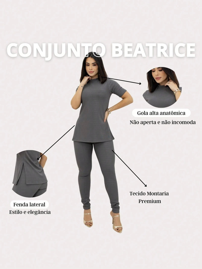 Conjunto Feminina Montaria Beatrice Calça Legging Blusa Gola Alta Premium