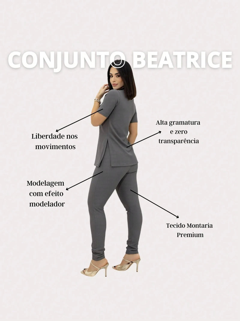 Conjunto Feminina Montaria Beatrice Calça Legging Blusa Gola Alta Premium