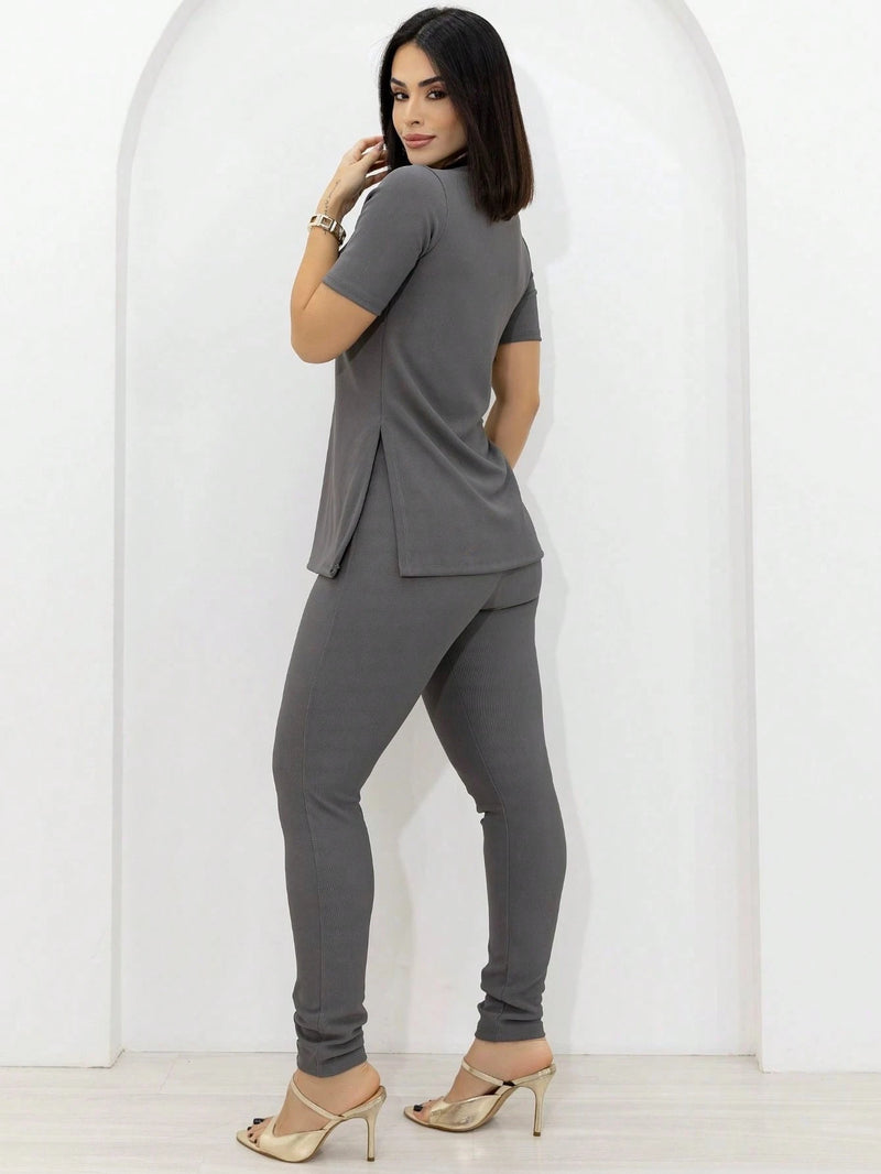 Conjunto Feminina Montaria Beatrice Calça Legging Blusa Gola Alta Premium
