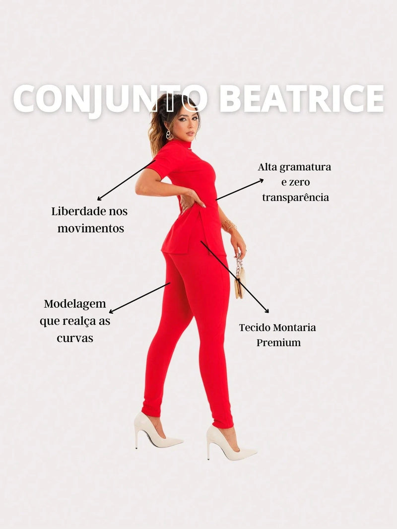 Conjunto Feminina Montaria Beatrice Calça Legging Blusa Gola Alta Premium