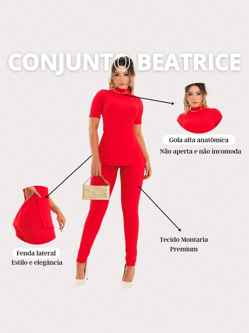 Conjunto Feminina Montaria Beatrice Calça Legging Blusa Gola Alta Premium