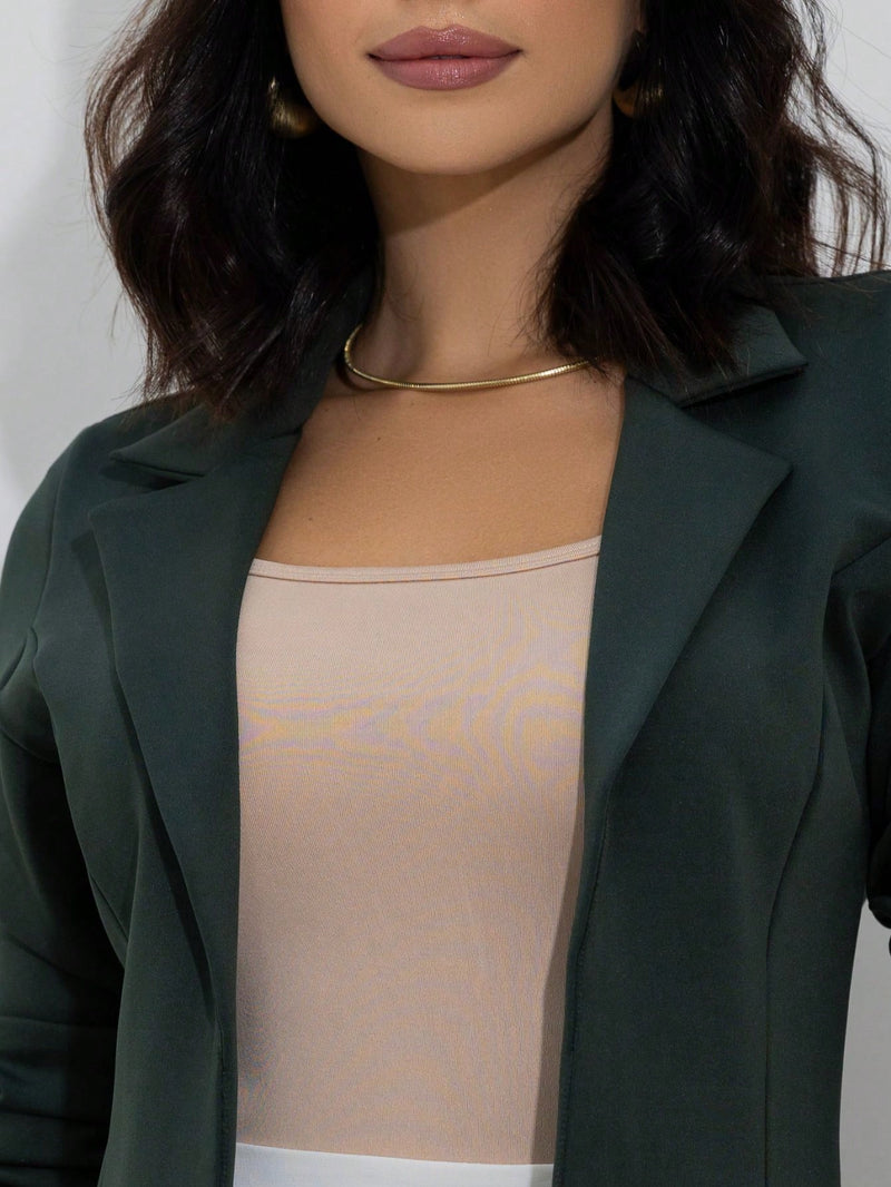 Blazer Alfaiataria Social Feminino Elegante Atemporal Sobretudo Acinturado