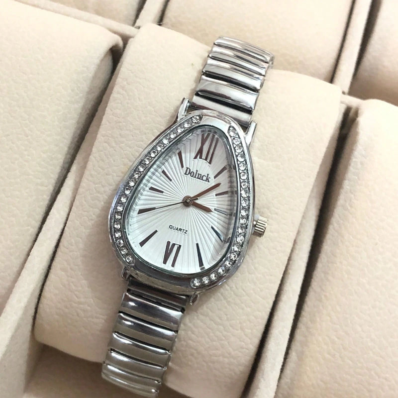 Relógio de Pulso Feminino Pulseira Elástica e plástico. Analógico Prata Rosas de ouro
