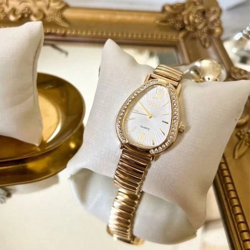 Relógio de Pulso Feminino Pulseira Elástica e plástico. Analógico Prata Rosas de ouro