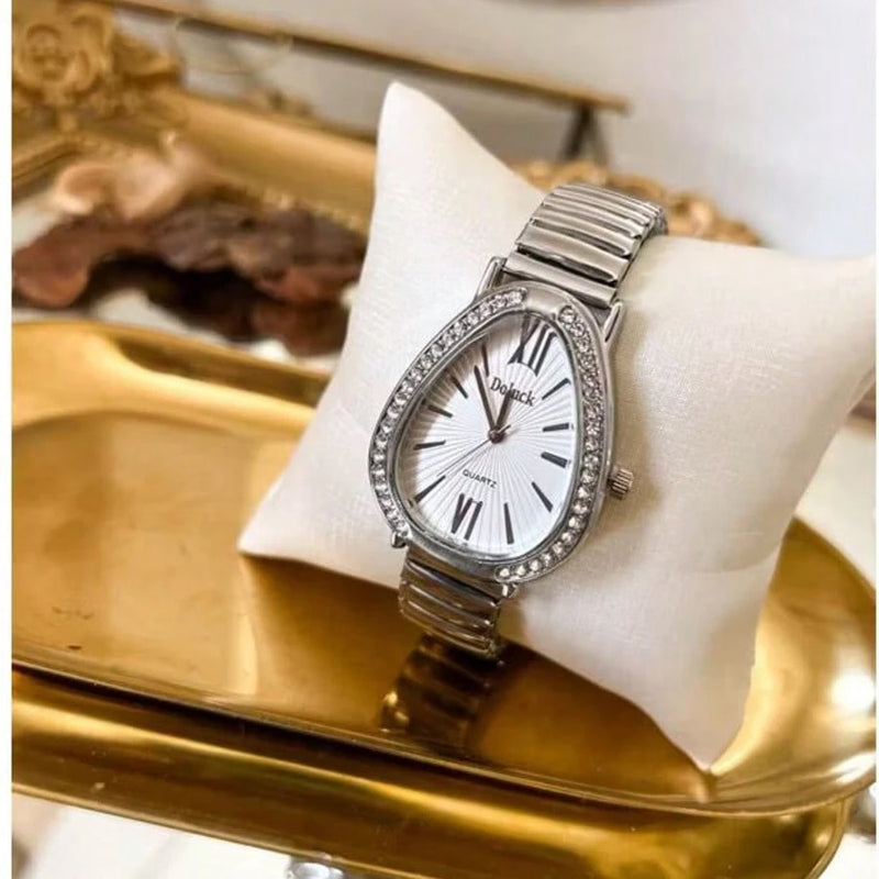 Relógio de Pulso Feminino Pulseira Elástica e plástico. Analógico Prata Rosas de ouro