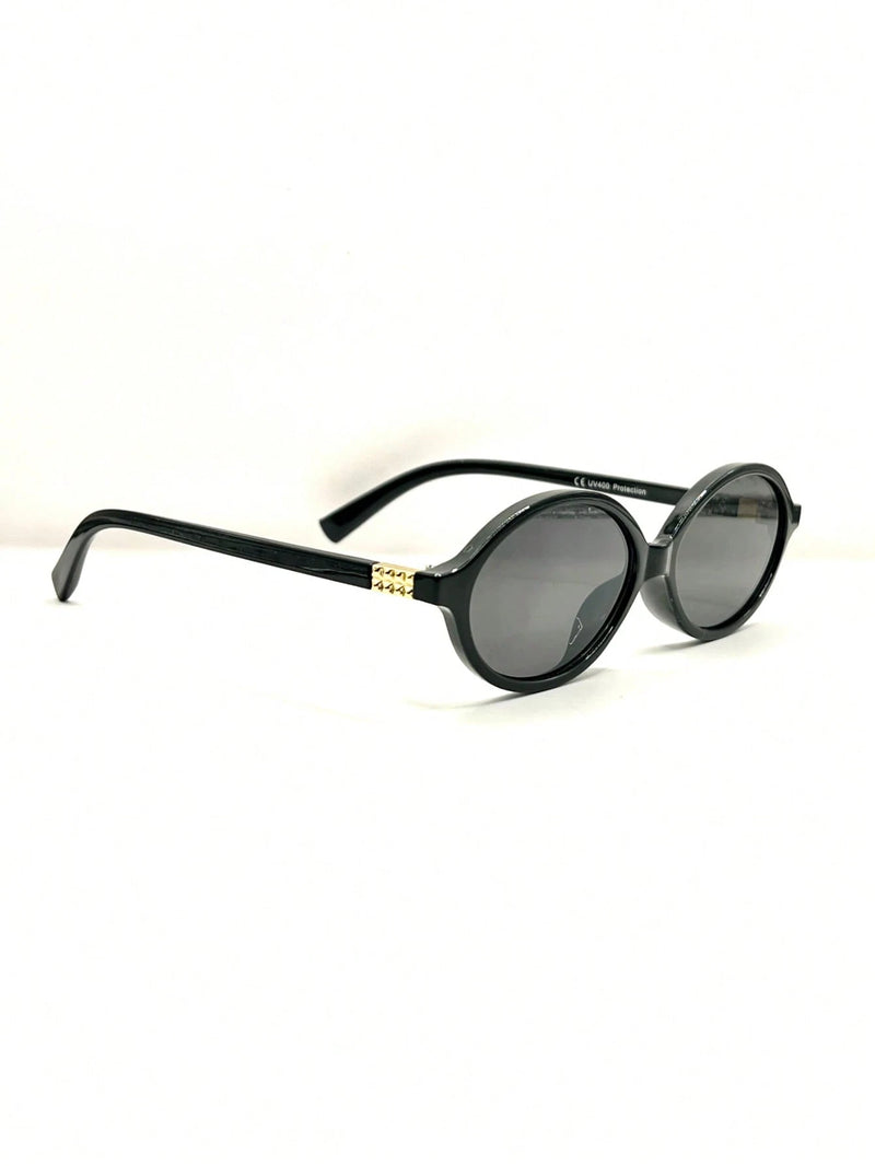Óculos de sol feminino meio redondo retrô proteção uv400 da moda 2025 resistente estiloso oval
