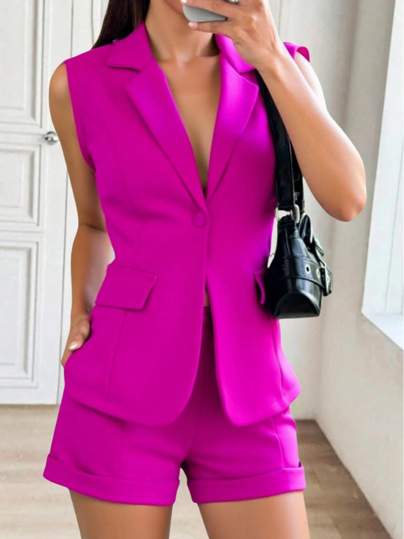 Conjunto Colete e Shorts Alfaiataria Marrom – LORENA