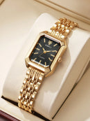 1 Peça Relógio de Pulso Feminino Elegante, Pulseira de Aço Inoxidável, Mostrador Quadrado, Clássico de Luxo a Quartzo, (Sem Caixa de Relógio)