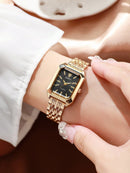 1 Peça Relógio de Pulso Feminino Elegante, Pulseira de Aço Inoxidável, Mostrador Quadrado, Clássico de Luxo a Quartzo, (Sem Caixa de Relógio)