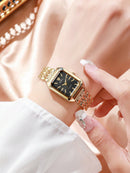 1 Peça Relógio de Pulso Feminino Elegante, Pulseira de Aço Inoxidável, Mostrador Quadrado, Clássico de Luxo a Quartzo, (Sem Caixa de Relógio)