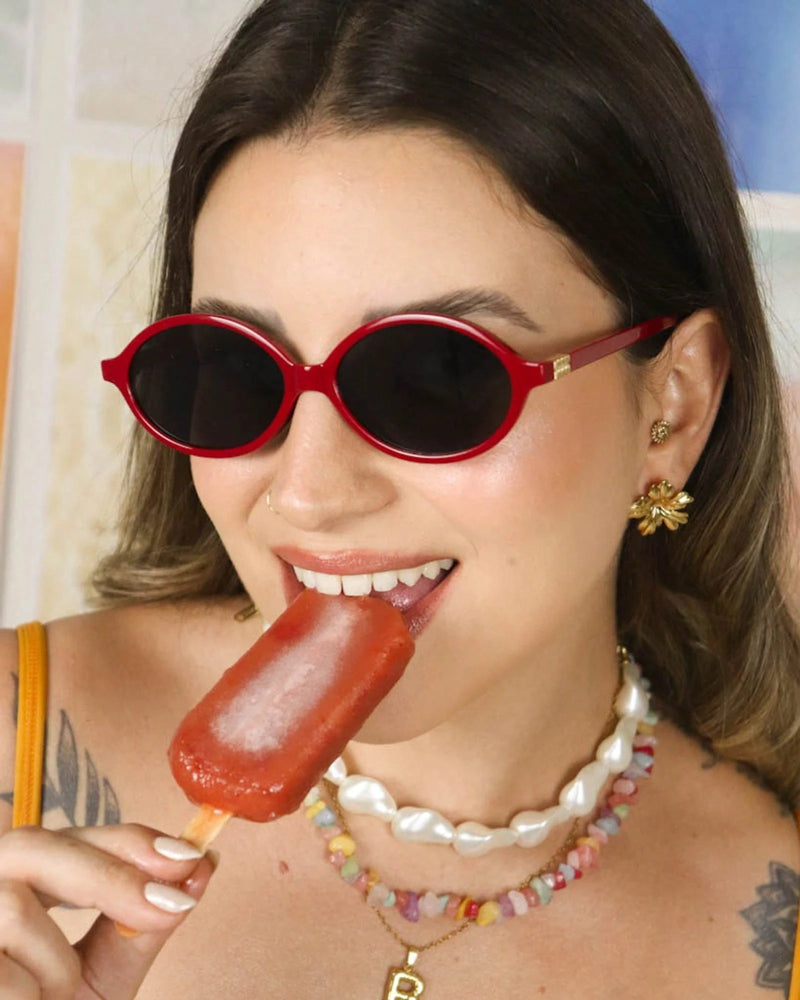 Óculos de sol feminino meio redondo retrô proteção uv400 da moda 2025 resistente estiloso oval