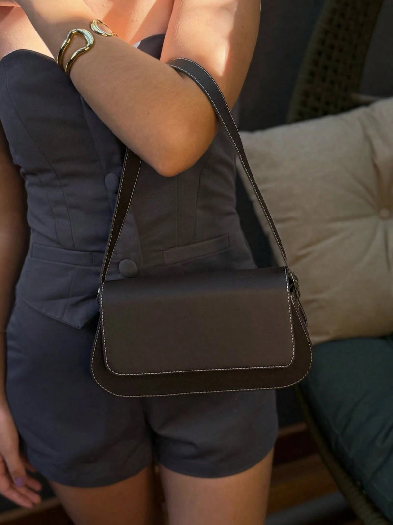 Vendedor IndicadoBolsas Feminina 2 Fivela Delicada Versátil Alça De Ombro Modelo Baguete