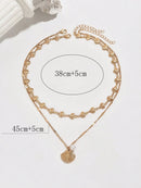 2 Peças/Conjunto Colar Gargantilha Elegante de Verão com Pérolas Falsas, Colar Pendente Irregular de Estrela do Mar de Liga Estilizada com Pérolas Falsas, Joia Feminina para Uso Diário, Viagem, Festival de Música, Festa