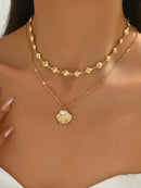 2 Peças/Conjunto Colar Gargantilha Elegante de Verão com Pérolas Falsas, Colar Pendente Irregular de Estrela do Mar de Liga Estilizada com Pérolas Falsas, Joia Feminina para Uso Diário, Viagem, Festival de Música, Festa