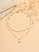 2 Peças/Conjunto Colar Gargantilha Elegante de Verão com Pérolas Falsas, Colar Pendente Irregular de Estrela do Mar de Liga Estilizada com Pérolas Falsas, Joia Feminina para Uso Diário, Viagem, Festival de Música, Festa