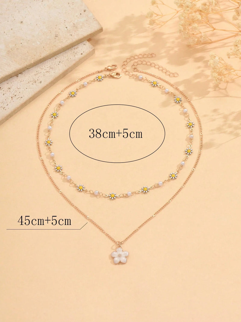 2 Peças/Conjunto Colar Gargantilha Elegante de Verão com Pérolas Falsas, Colar Pendente Irregular de Estrela do Mar de Liga Estilizada com Pérolas Falsas, Joia Feminina para Uso Diário, Viagem, Festival de Música, Festa