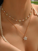 2 Peças/Conjunto Colar Gargantilha Elegante de Verão com Pérolas Falsas, Colar Pendente Irregular de Estrela do Mar de Liga Estilizada com Pérolas Falsas, Joia Feminina para Uso Diário, Viagem, Festival de Música, Festa