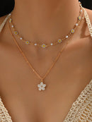 2 Peças/Conjunto Colar Gargantilha Elegante de Verão com Pérolas Falsas, Colar Pendente Irregular de Estrela do Mar de Liga Estilizada com Pérolas Falsas, Joia Feminina para Uso Diário, Viagem, Festival de Música, Festa