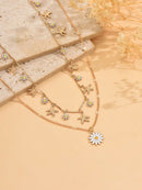 2 Peças/Conjunto Colar Gargantilha Elegante de Verão com Pérolas Falsas, Colar Pendente Irregular de Estrela do Mar de Liga Estilizada com Pérolas Falsas, Joia Feminina para Uso Diário, Viagem, Festival de Música, Festa