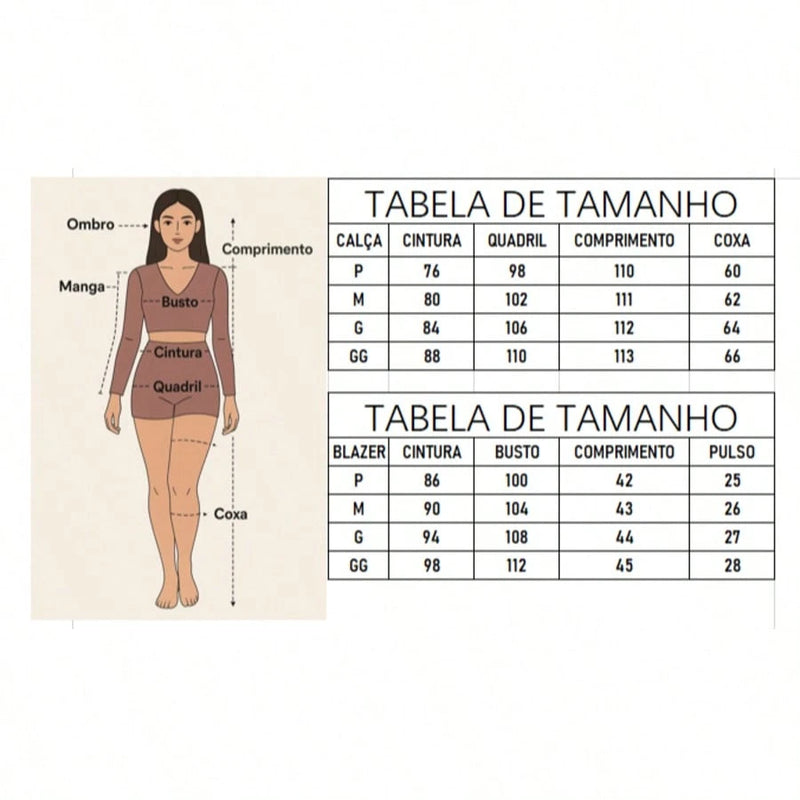 Vendedor IndicadoZalla Conjunto blazer de manga 3/4 e calça pantalona cintura alta modelo social e elegante