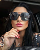 Óculos de sol de proteção solar de meia armação e feixe duplo para homens e mulheres